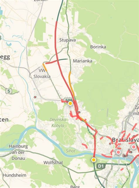 Mapa Stupavy s vyznačenými reštauráciami