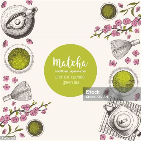 Ilustrácia čajového obradu matcha