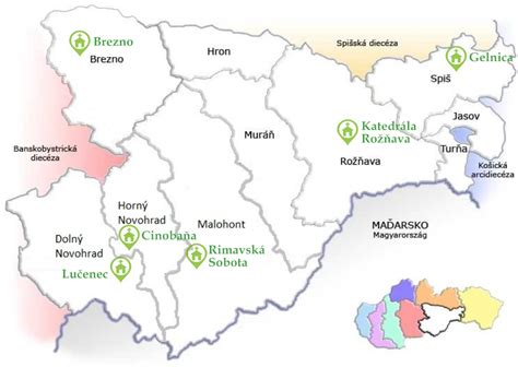 Mapa Rožňavskej diecézy