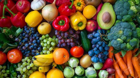 Variety of fresh fruits and vegetables