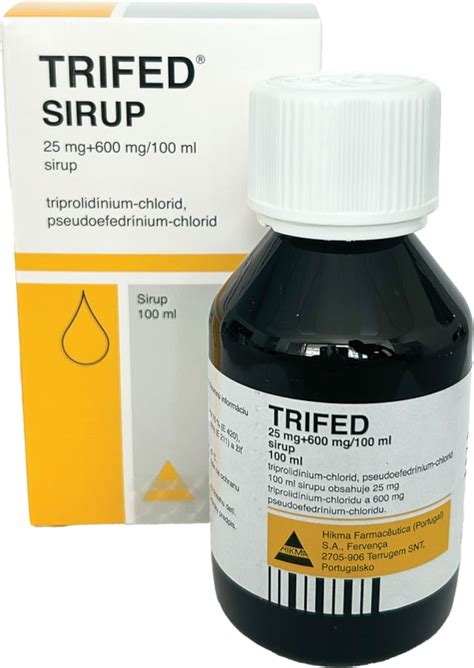 Ilustrácia fľaše sirupu Trifed
