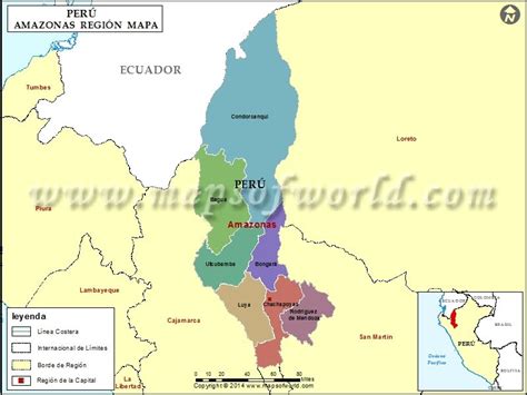Mapa regiónu Amazonas v Peru