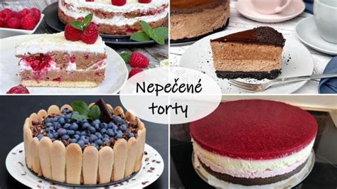 Koláž rôznych nepečených tort
