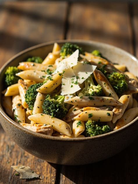 Tanier cestovín s kuracím mäsom, brokolicou a nivovou omáčkou