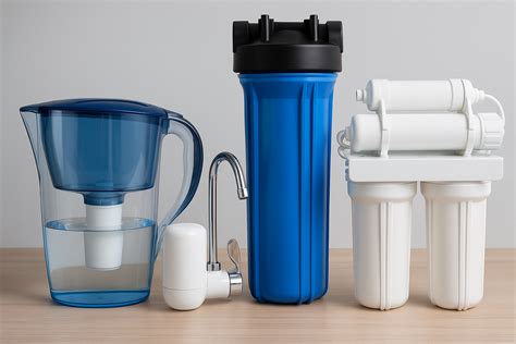 Infografika rôznych typov filtrov na vodu