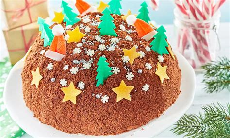 Krtkova torta s vianočnými motívmi z fondánu