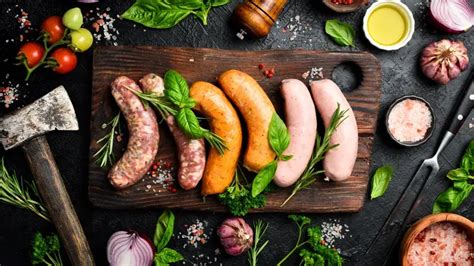 Detailný pohľad na rôzne druhy údenín a klobás