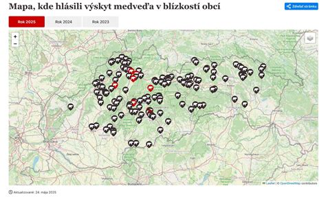 Mapa Slovenska s vyznačenými predajňami, kde sa často vyskytujú akcie na čokolády
