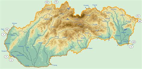 Mapa rieky Slaná s vyznačenými okresmi