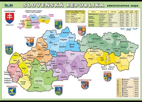 Mapa Slovenska s vyznačenými sídlami regionálnych úradov verejného zdravotníctva