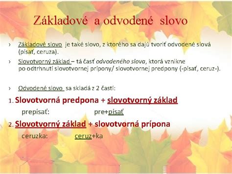 Základové a odvodené slovo ryba