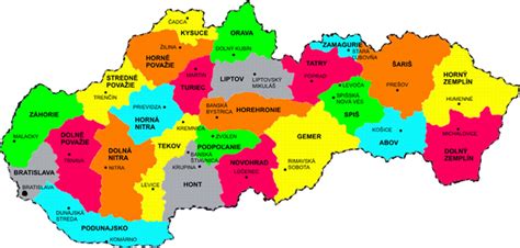 mapa slovenských regiónov