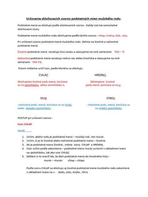 Ilustrácia slovenských skloňovacích vzorov