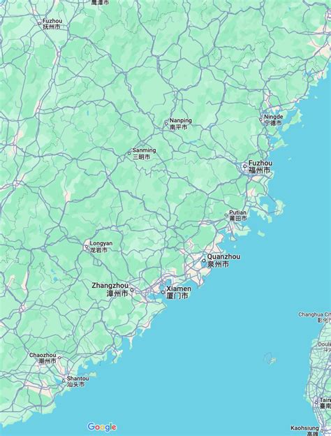 Mapa čajovej provincie Fujian