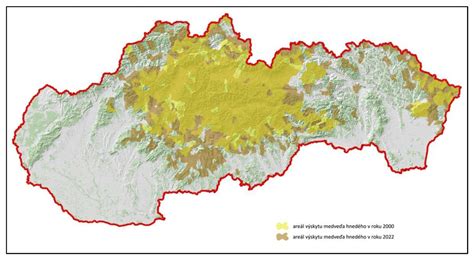 Mapa Slovenska s vyznačenými oblasťami výskytu potkana hnedého a potkana čierneho