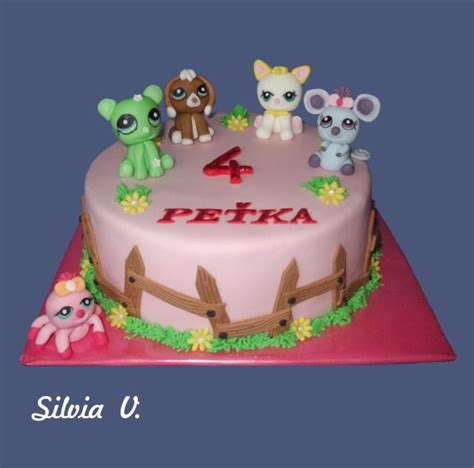 Ilustrácia poschodovej torty s motívom Littlest Pet Shop