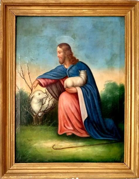 Obraz znázorňujúci Dobrého Pastiera s ovečkami