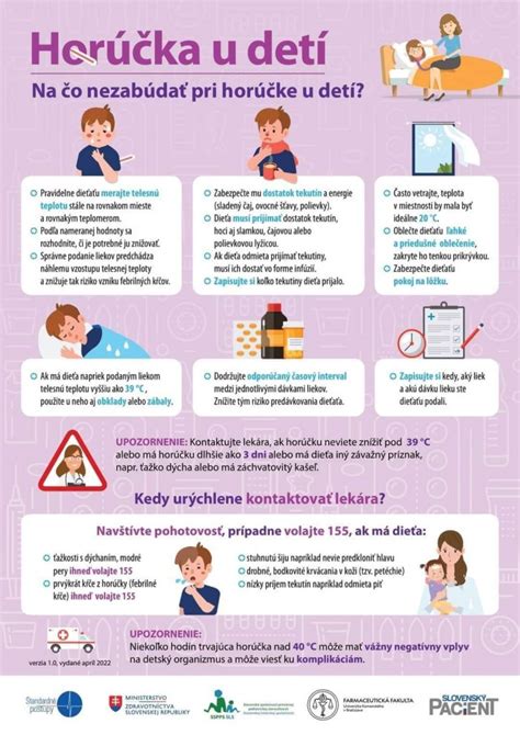 Infografika s odporúčanými postupmi pri horúčke u detí