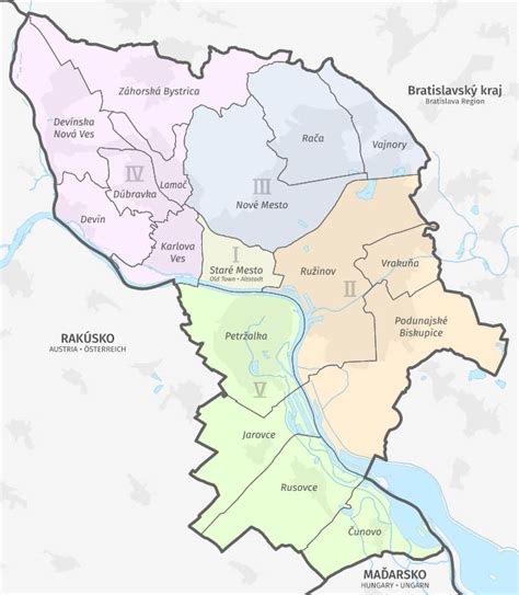 Mapa Bratislavy s vyznačenou mestskou časťou Vajnory