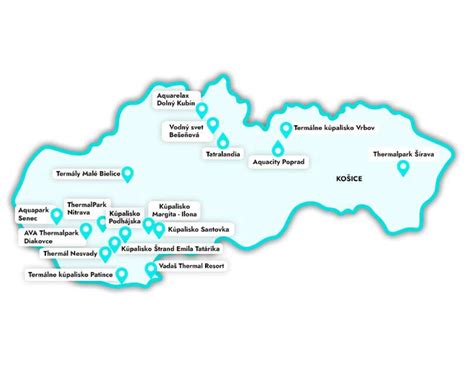 Mapa termálnych kúpalísk na Slovensku