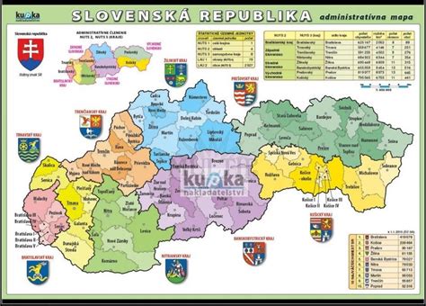 Mapa Slovenska s vyznačenými mestami s dobrou zmrzlinou