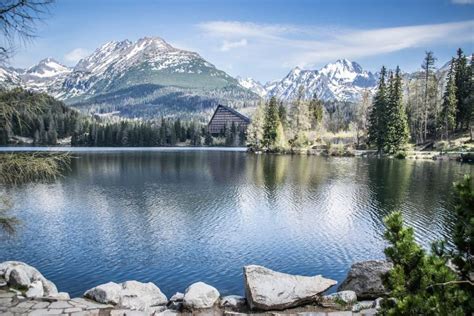 Štrbské pleso s výhľadom na Vysoké Tatry