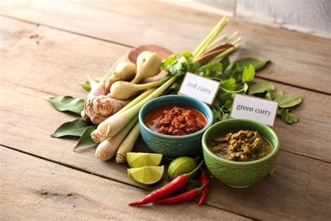 Ilustrácia rôznych druhov kari pasty