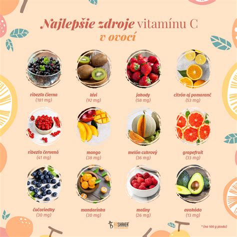Farebná škála ovocia a zeleniny bohatej na vitamín C