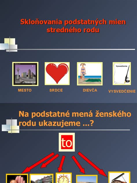 Schematické znázornenie skloňovania podstatných mien stredného rodu