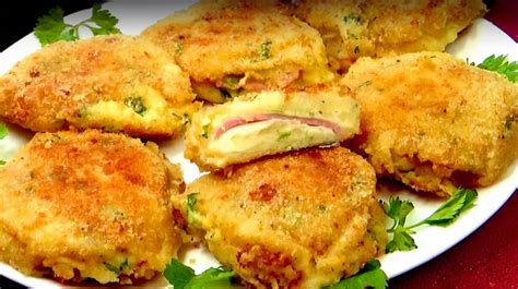 zemiakové bochníčky plnené syrom a šunkou