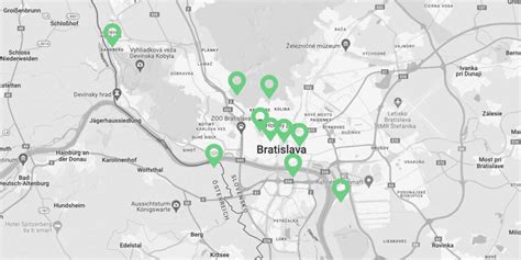 Mapa Bratislavy s vyznačenou lokalitou Vlčie hrdlo