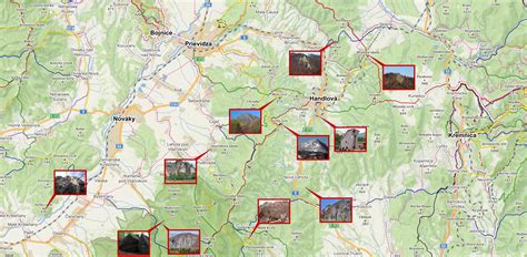 Mapa okolia Kriváňa a Vrútok s vyznačenými reštauráciami