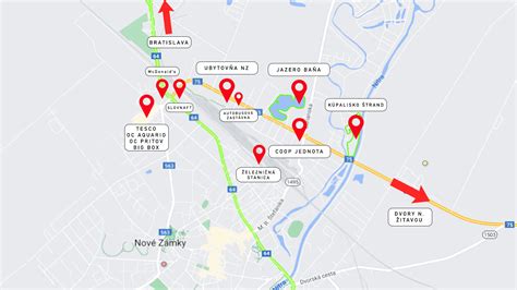 Mapa supermarketov v Nových Zámkoch